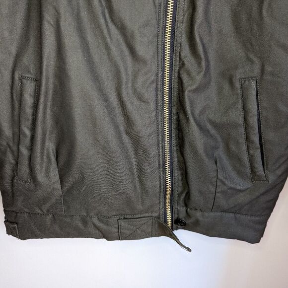 Topshop Green & Black Faux Fur Collar Oversized Zipper Front Bomber Jacket Sz 4 - Picture 4 of 14